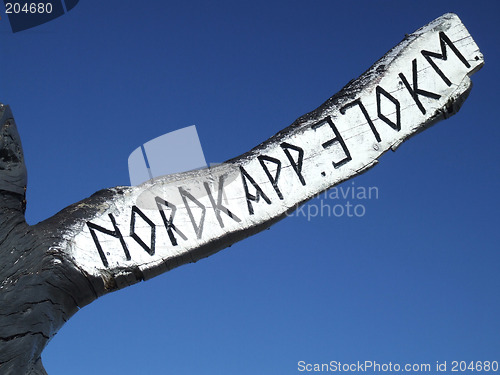 Image of North Cape wooden signpost