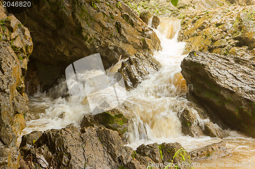 Image of Closeup of a dirty waterfall