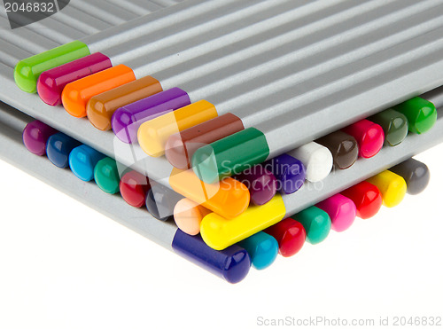Image of Lasagna of many different color pencils