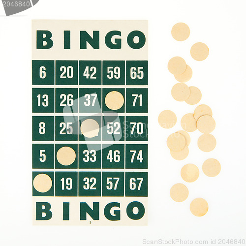 Image of Green bingo card isolated