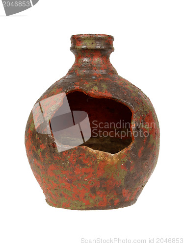 Image of Old red vase from clay, the handwork