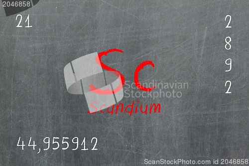 Image of Isolated blackboard with periodic table, Scandium
