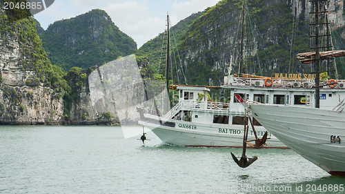 Image of HA LONG BAY, VIETNAM AUG 10, 2012. Tourist Boats in Ha Long Bay.