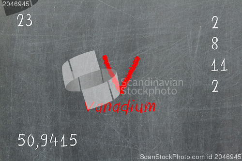 Image of Isolated blackboard with periodic table, Vanadium