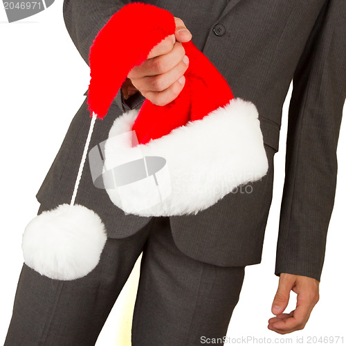 Image of Business man with a santa hat 