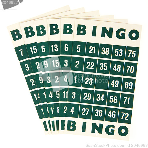 Image of Green bingo cards isolated
