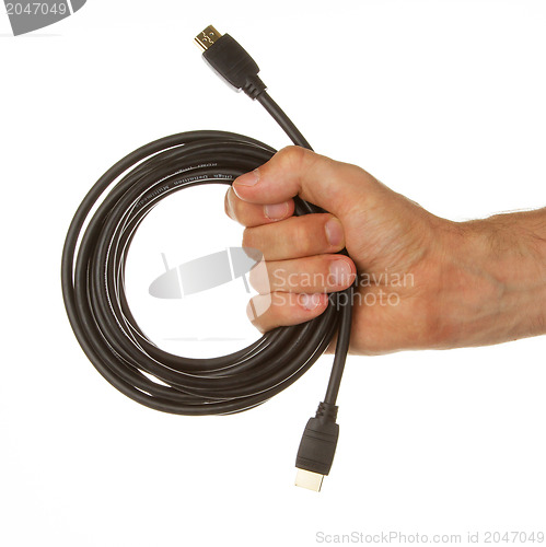 Image of Close-up of hdmi cable in a hand