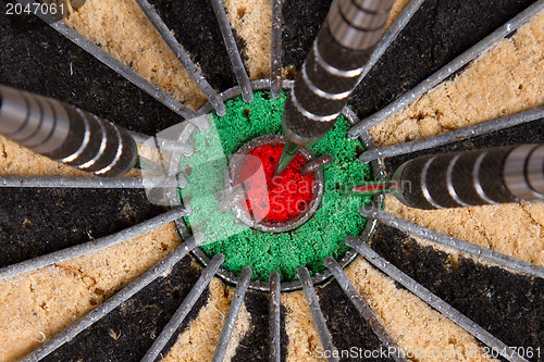 Image of Close-up of a very old dartboard