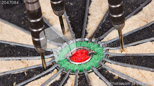 Image of Close-up of a very old dartboard