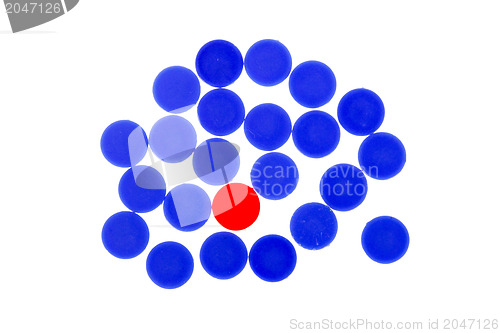 Image of Red and blue chips used in the game line-up 4