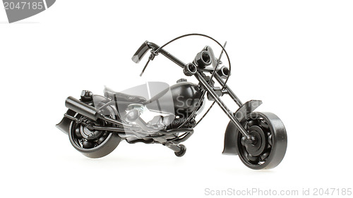 Image of Mini motorcycle made from wire and different motorcycle parts