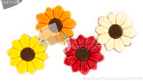 Image of Different colors of chocolate flowers