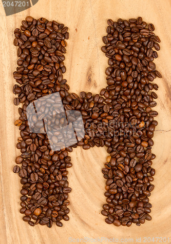 Image of Letter H, alphabet from coffee beans