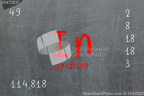 Image of Isolated blackboard with periodic table, Indium