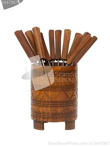 Image of Old Surinam fondue forks, isolated
