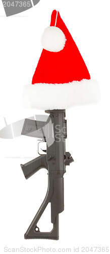 Image of Weapon (firearm) concealed in santas hat