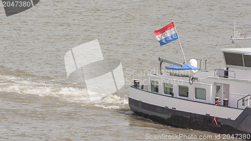 Image of The Dutch national flag on a ship