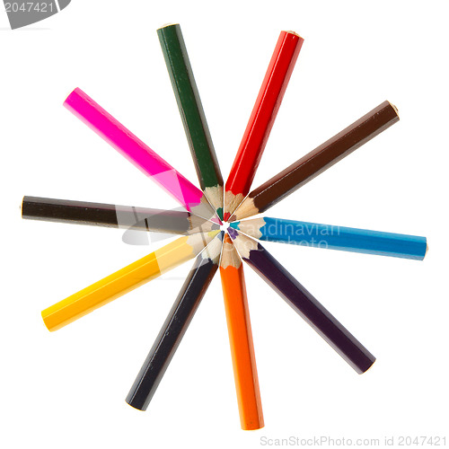 Image of Ten different color pencils