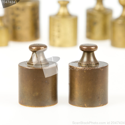 Image of Old brass antique weights, Holland