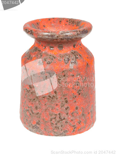 Image of Old red vase from clay, the handwork