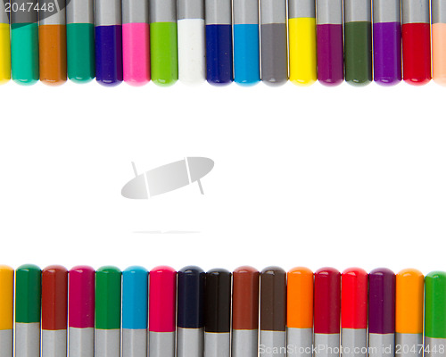 Image of Many different color pencils, frame