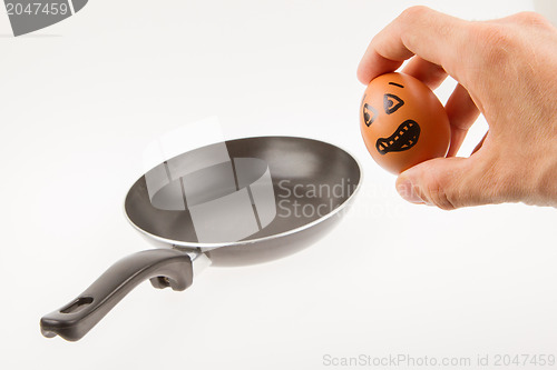 Image of Scared egg, waiting to be fried in a pan