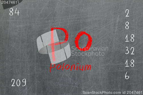 Image of Isolated blackboard with periodic table, Polonium