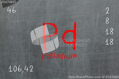 Image of Isolated blackboard with periodic table, Palladium