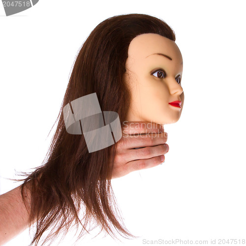 Image of Hand holding a puppet (hair styling)