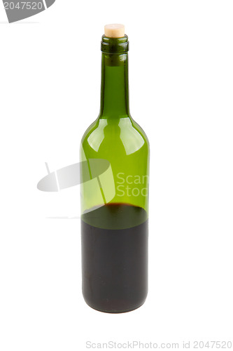 Image of Half empty red wine bottle 