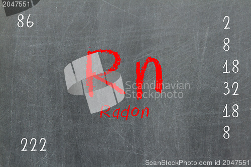 Image of Isolated blackboard with periodic table, Radon