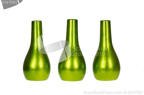 Image of Three bright green vases isolated