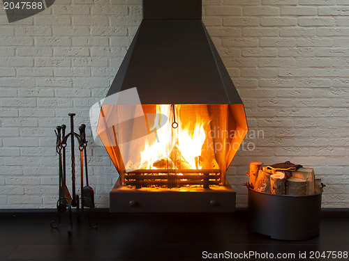 Image of Fireplace on a white wall