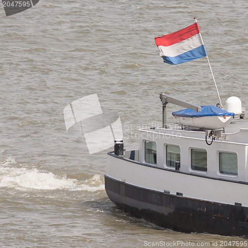 Image of The Dutch national flag on a ship