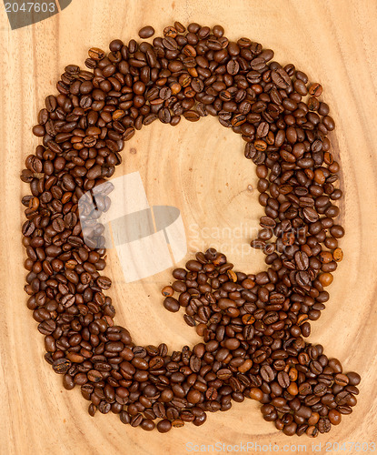 Image of Letter Q, alphabet from coffee beans