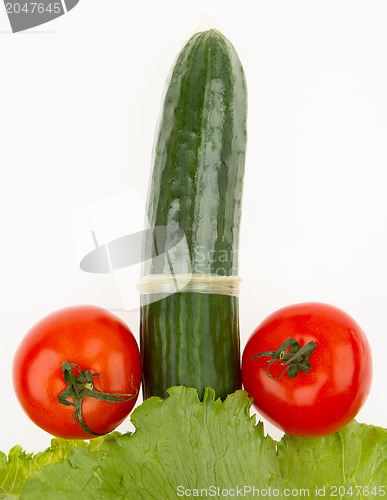 Image of Tomatoes and cucumber in a condom