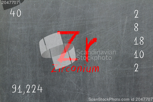 Image of Isolated blackboard with periodic table, Zirconium