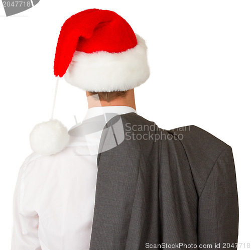 Image of Business man with a santa hat 