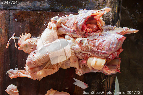 Image of Chopped chicken on a market in Dong Hoi 