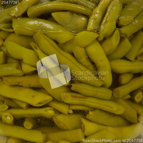 Image of Preserving jar containing french beans, isolated
