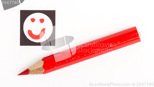 Image of Red pencil choosing the right mood, like or unlike/dislike 