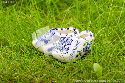 Image of Pair of small porcelain clogs from Holland