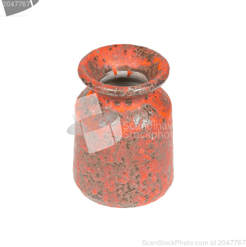 Image of Old red vase from clay, the handwork