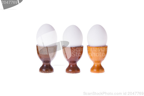 Image of Set of different  wooden egg cups