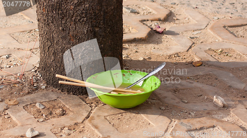 Image of Abandoned bowl of soup on the streets of Saigon