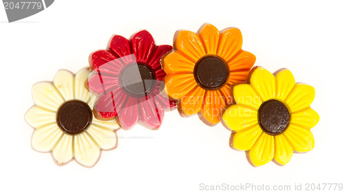 Image of Different colors of chocolate flowers