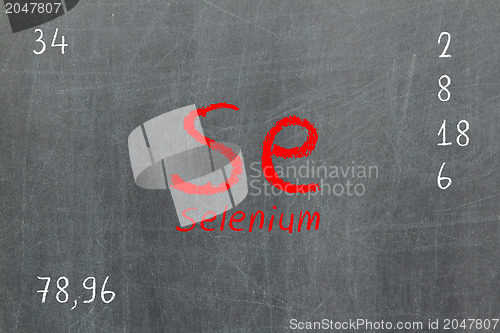 Image of Isolated blackboard with periodic table, Selenium