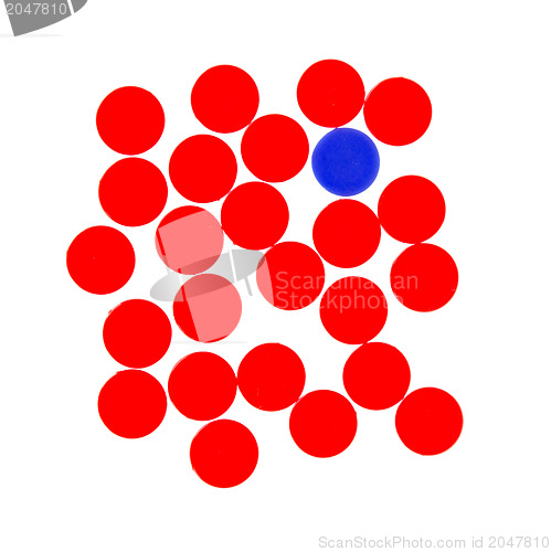 Image of Red and blue chips used in the game line-up 4