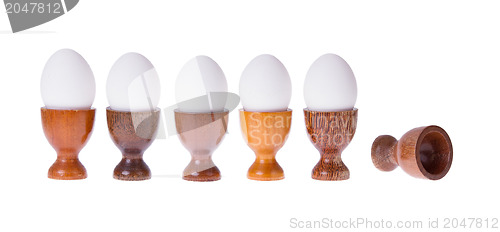 Image of Set of different  wooden egg cups