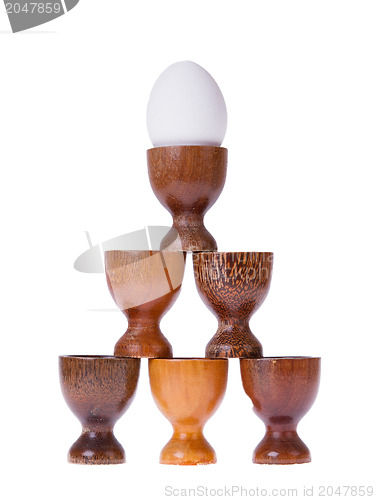 Image of Set of different  wooden egg cups